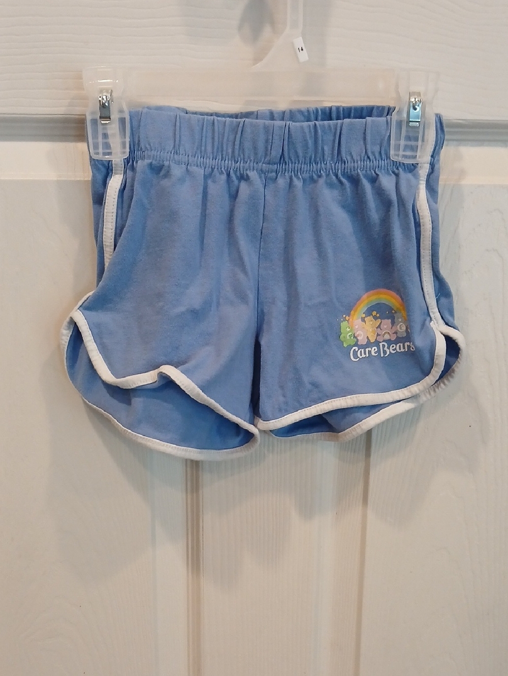 Care Bears Light Blue Girls' Athletic Shorts with Rainbow Graphic